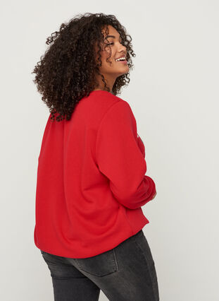 Sweatshirt med julmotiv och paljetter, Tango Red, Model image number 1