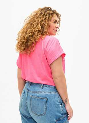 Neonfärgad bomulls t-shirt, Neon pink, Model image number 1