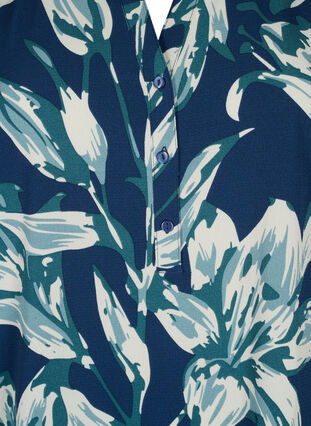V-ringad blus med korta ärmar, Navy B.Big FlowerAOP, Packshot image number 2
