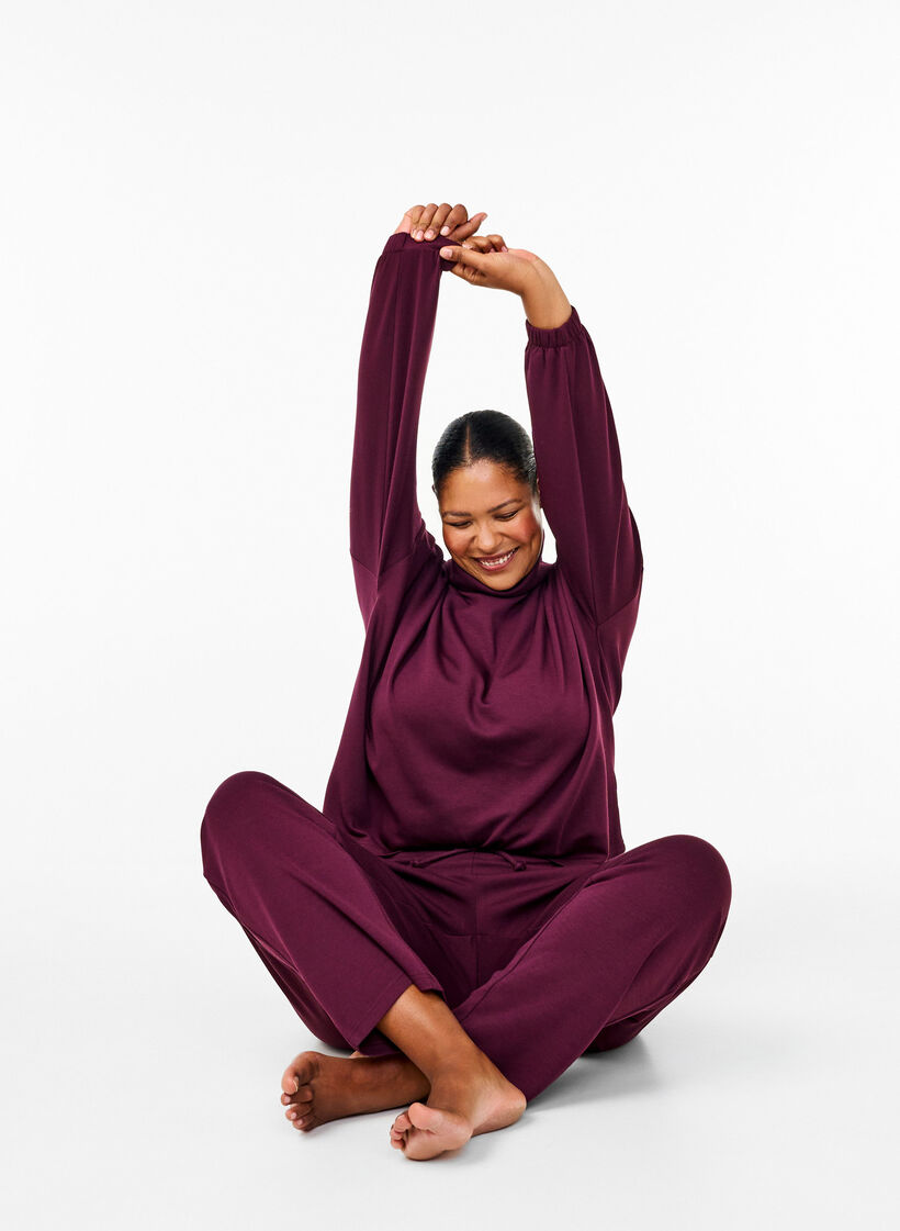 Löst sittande byxor i modalmix, Röd, Image image number 0