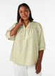 Blus med smock och 3/4-&auml;rmar, Gr&ouml;n, Model image number 0