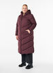 L&aring;ng pufferjacka med huva och fickor, M&ouml;rk Bordeaux, Model image number 0