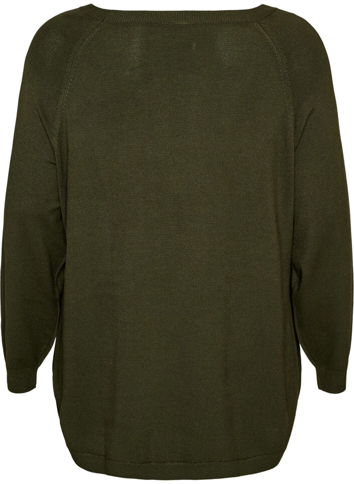 Stickad blus med knappar i sidan, Gr&ouml;n, Packshot image number 1