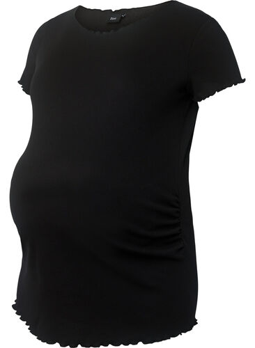 Ribbad t-shirt för gravida, Black, Packshot image number 0