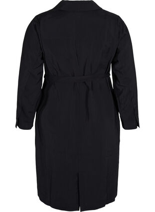Viskosklänning med knappar och bälte, Black, Packshot image number 1