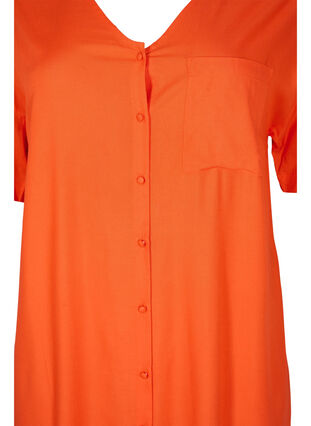 Kortärmad skjortklänning i viskos, Mandarin Red, Packshot image number 2