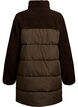 Halvl&aring;ng pufferjacka med teddyfleece, Brun, Packshot image number 1