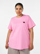 T-shirt med paljetthj&auml;rta och f&auml;rgglatt tryck p&aring; ryggen, Rosa, Model image number 0