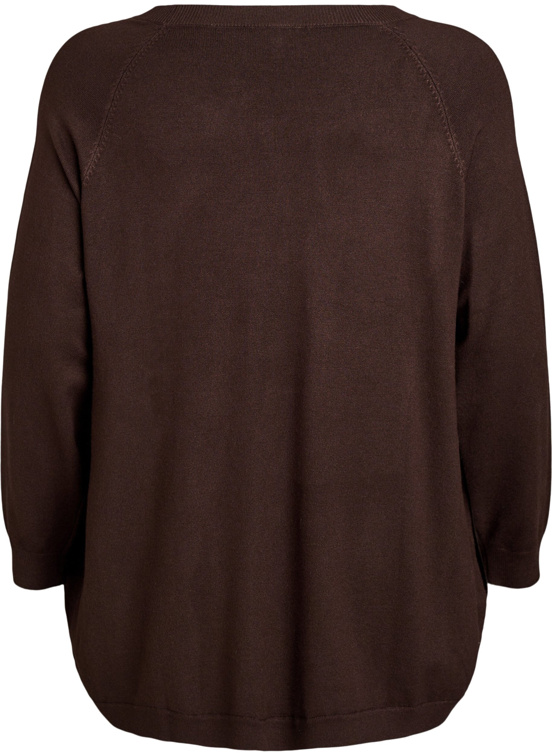 ZizziStickad blus med knappar i sidan, Brun, Packshot image number 1