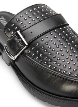 Öppen loafer i läder med nitar, Black, Packshot image number 3