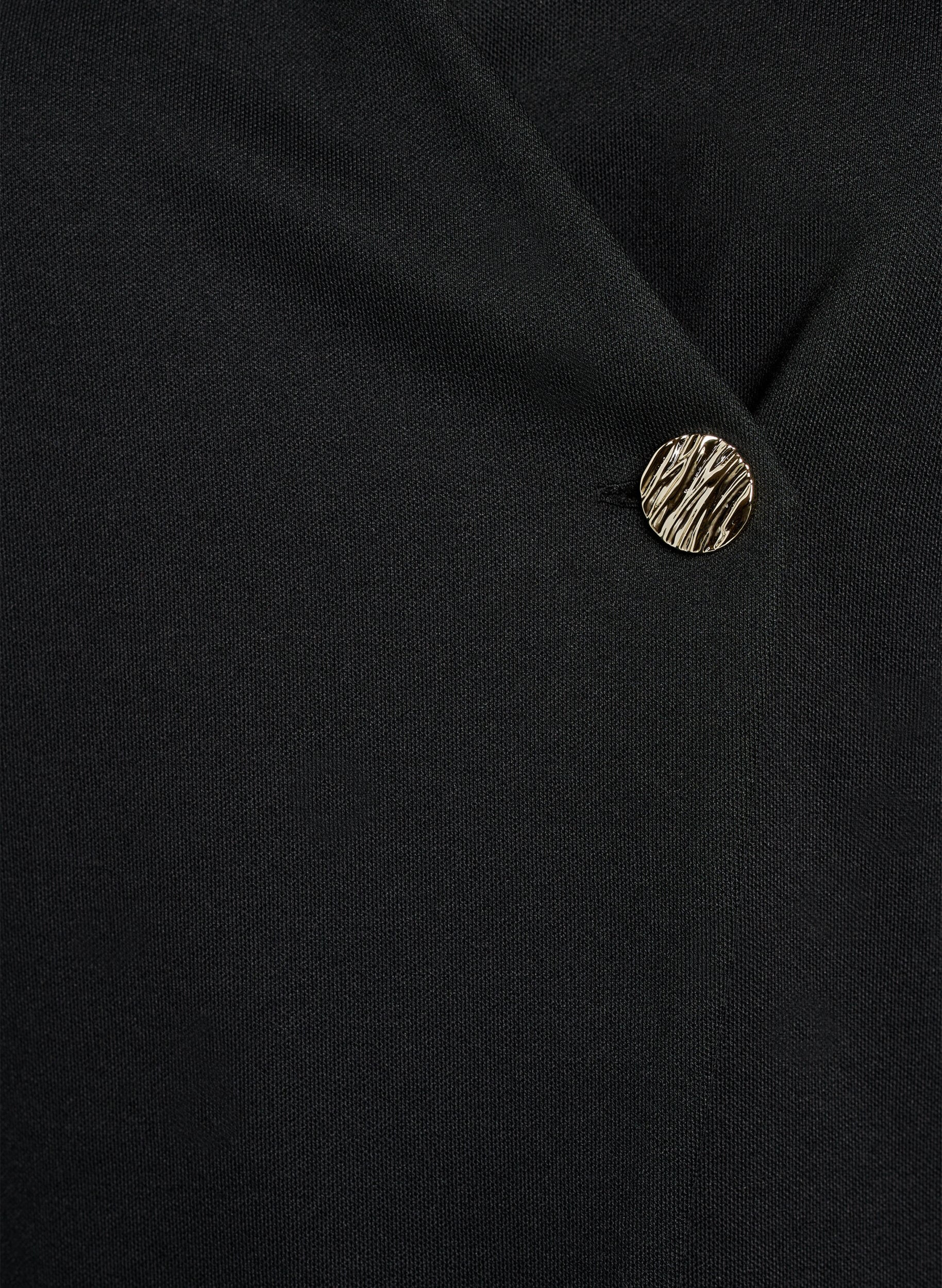 Zizzi Blus med asymmetrisk omlotteffekt och korta &auml;rmar, Svart, Packshot image number 2