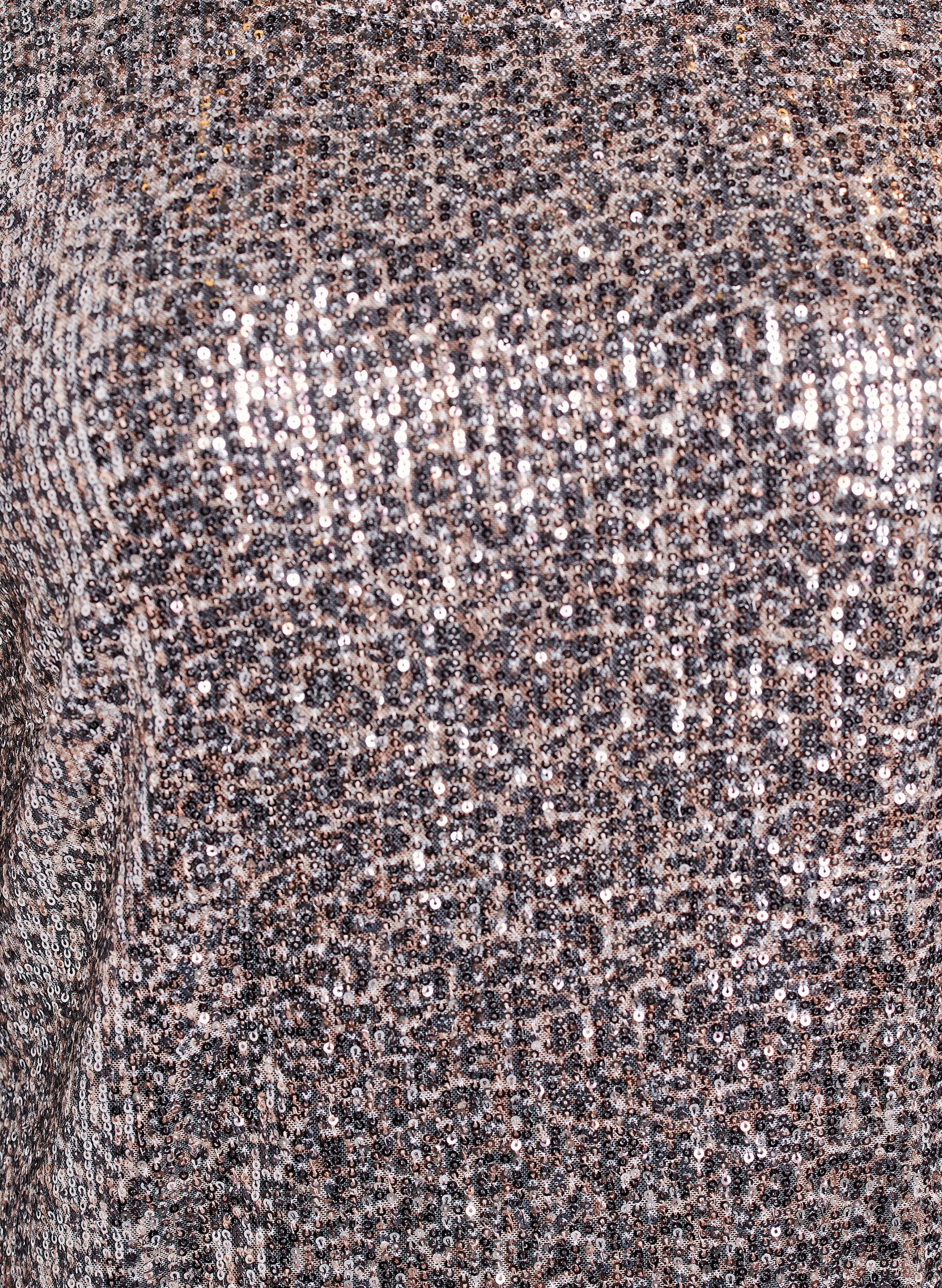 Zizzi Kort paljettkl&auml;nning med l&aring;nga &auml;rmar, Brun, Packshot image number 2