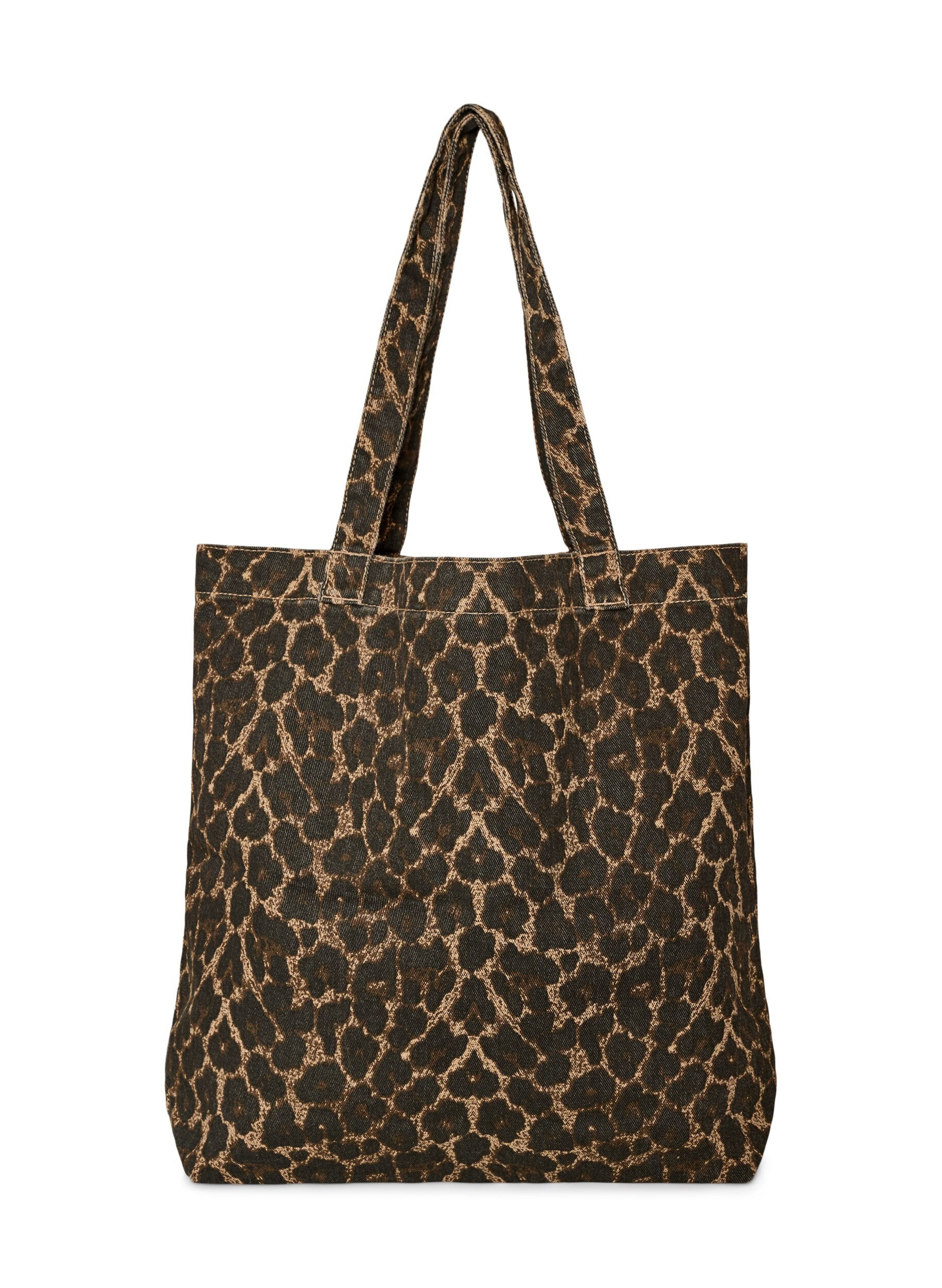 ZizziShopper i denim med leopardm&ouml;nster, Brun, Packshot image number 1