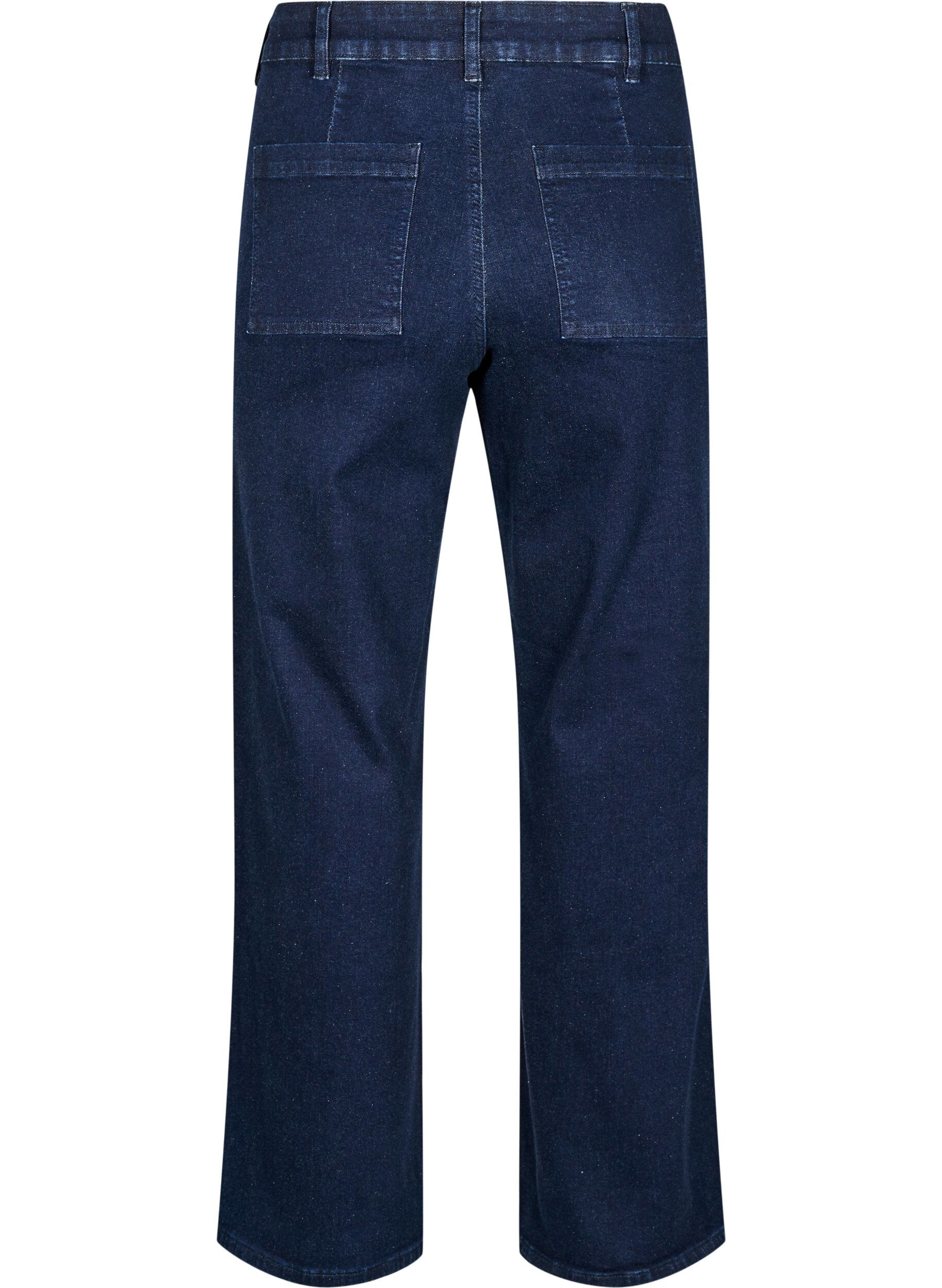 ZizziJeans med h&ouml;g midja och vida ben, Bl&aring;, Packshot image number 1