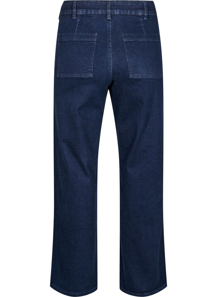 Jeans med h&ouml;g midja och vida ben, Bl&aring;, Packshot image number 1
