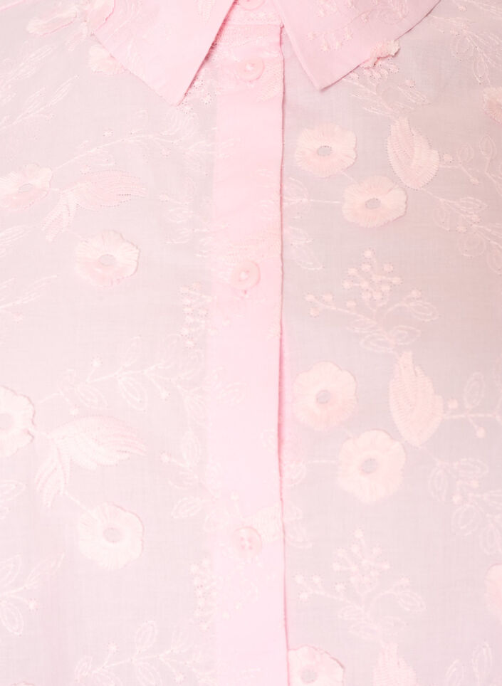 Skjorta med blommigt broderi och vida &auml;rmar, Rosa, Packshot image number 2