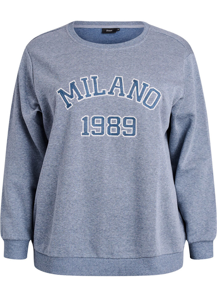 Sweatshirt med broderat Milan-motiv, Grå, Packshot image number 0