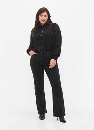 Ellen bootcut jeans med hög midja, Grey Denim, Model image number 0