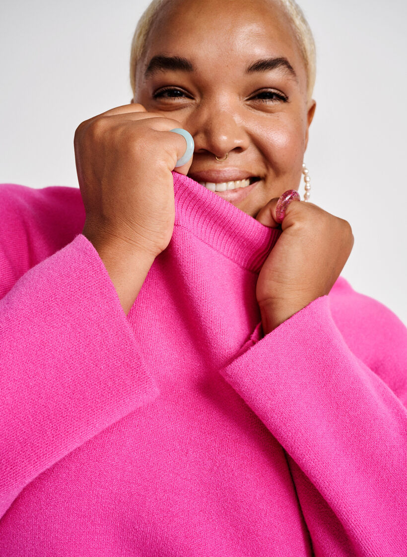 Pullover i viskosblandning, med slits i sidan	, Raspberry Rose, Image image number 0