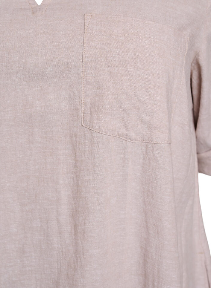 Tunika i linne och viskos med A-linjeform, Beige, Packshot image number 2