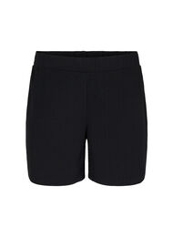 Lösa shorts i tyg med struktur, Black