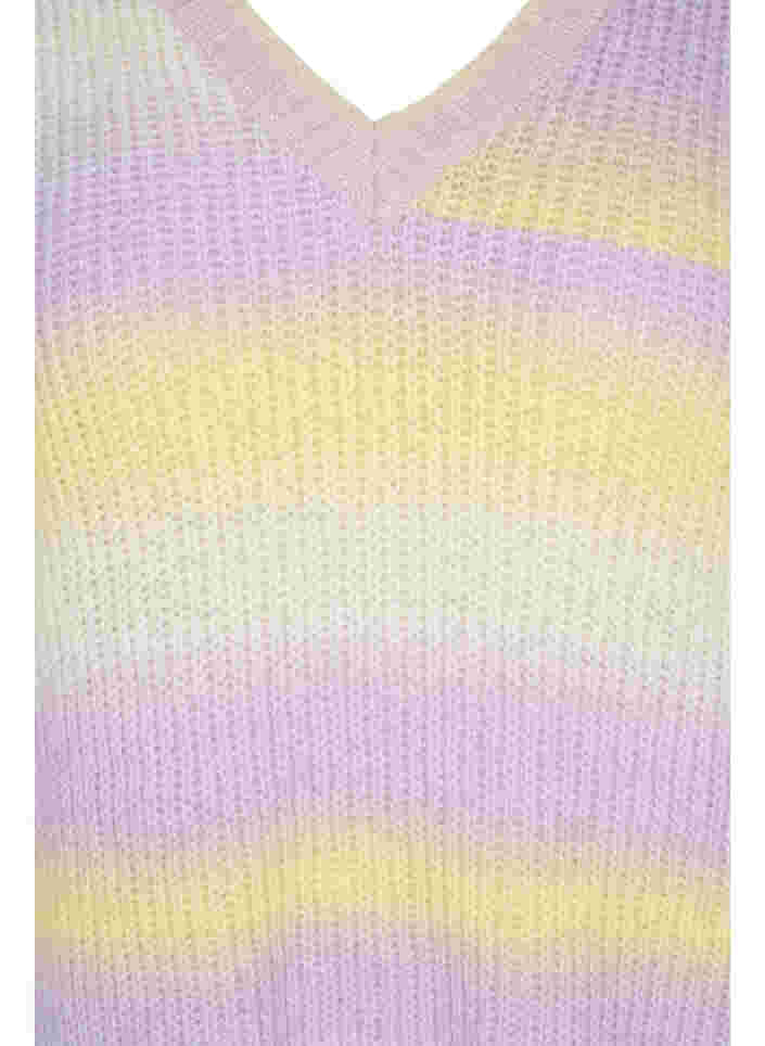 Randig tröja med v-ringning, Lavender Comb., Packshot image number 2
