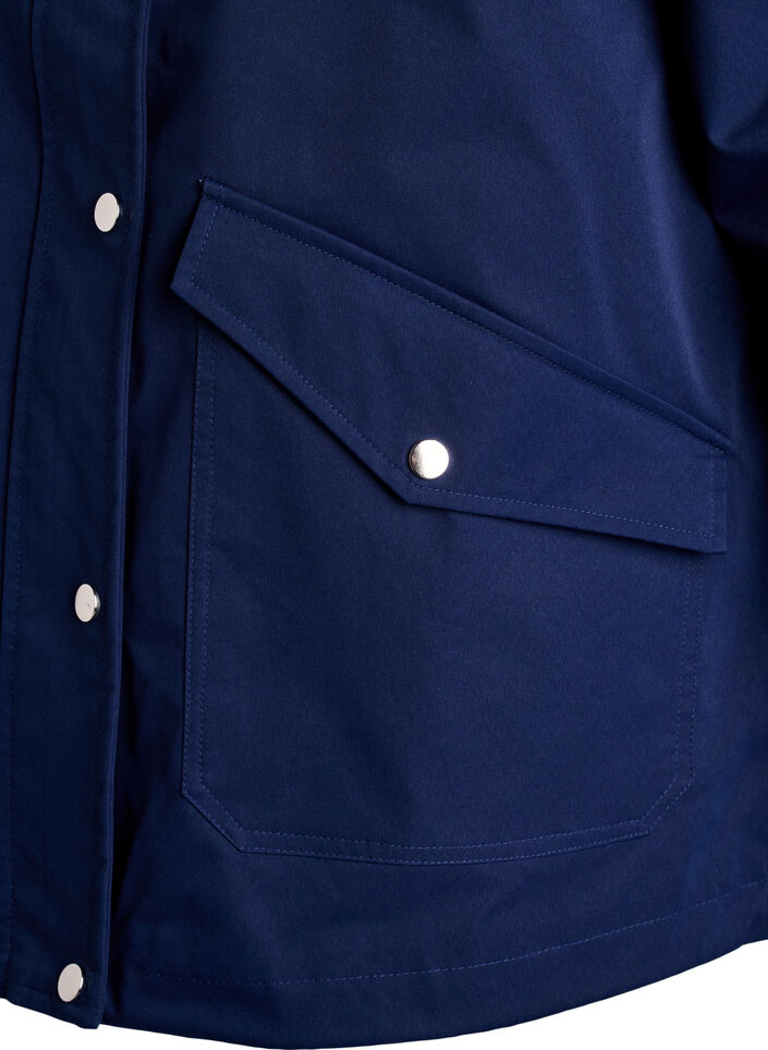 Kort v&aring;rjacka med avtagbar huva, Bl&aring;, Packshot image number 3