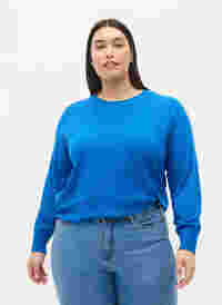 Enfärgad stickad tröja med ribbade detaljer, Skydiver Mel., Model