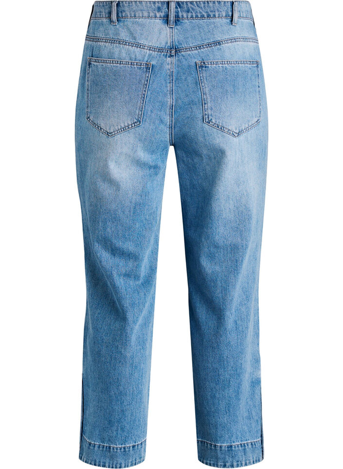 Croppade Kiana-jeans med rak passform och knappdetaljer, Bl&aring;, Packshot image number 1