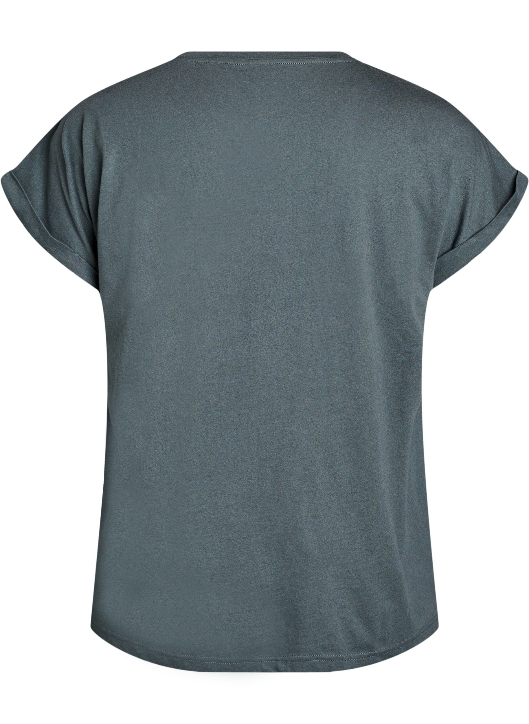 ZizziKort&auml;rmad t-shirt i bomullsmix, Gr&ouml;n, Packshot image number 1