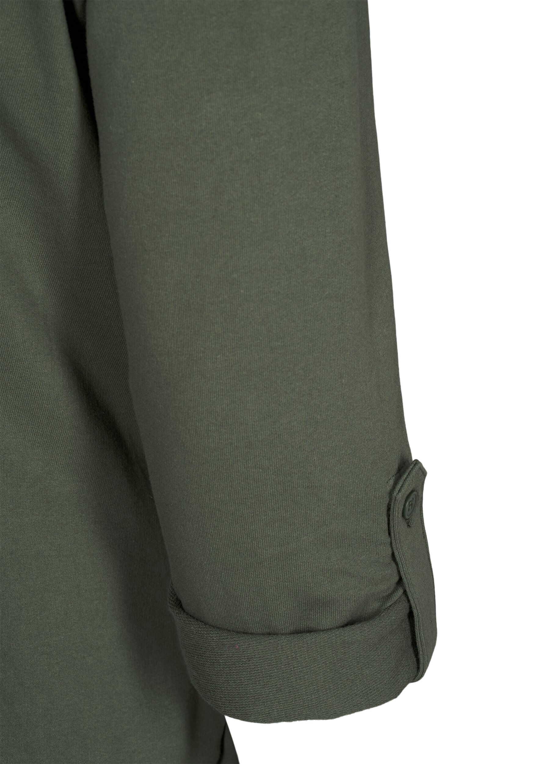 Zizzi Ballongkl&auml;nning i bomull med fickor, Gr&ouml;n, Packshot image number 3