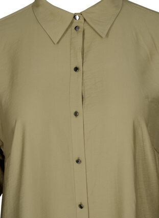 Enfärgad skjortklänning med slits i viskos, Timber Wolf, Packshot image number 2