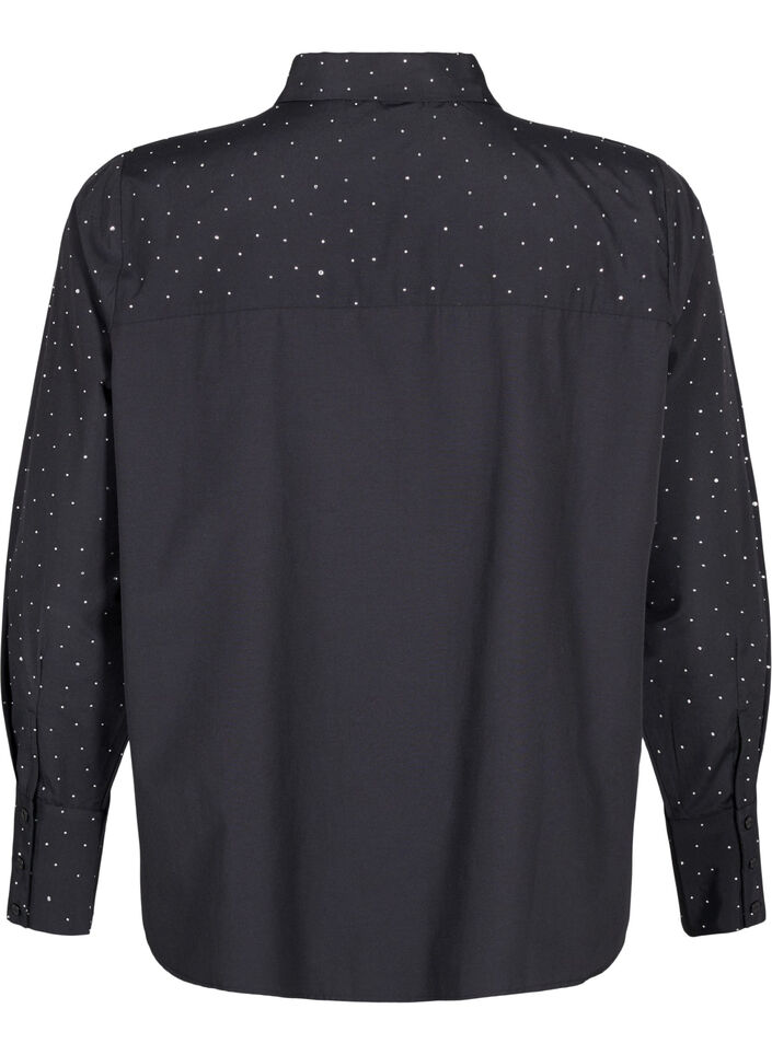 Skjorta med strass, Black, Packshot image number 1