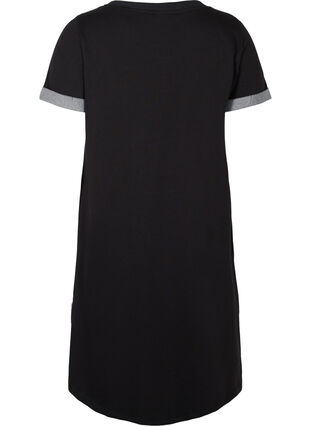 Sweatshirtklänning med korta ärmar och slits, Black, Packshot image number 1