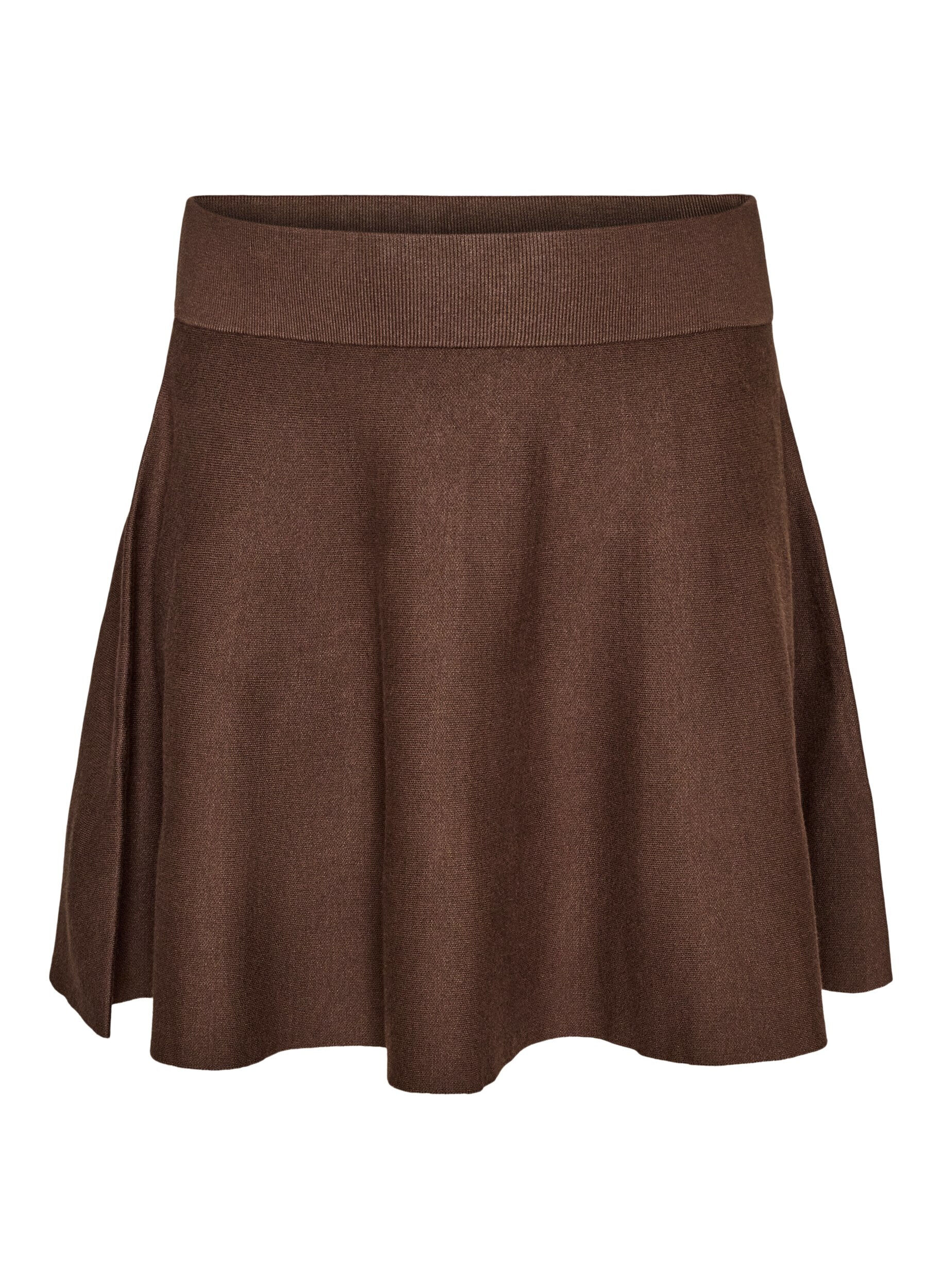 ZizziKort a-linjeformad kjol i stickat, Brun, Packshot image number 0