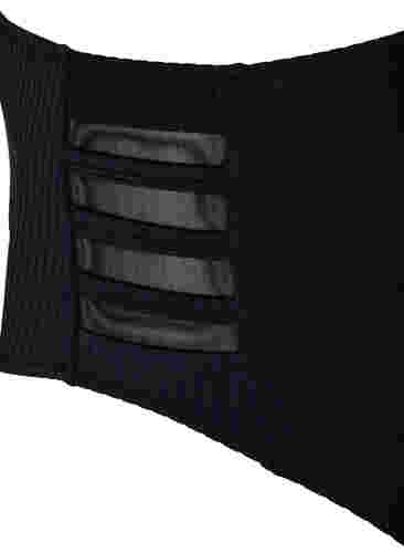 Bikinitrosa med hög midja och ribbat mönster, Black, Packshot image number 3