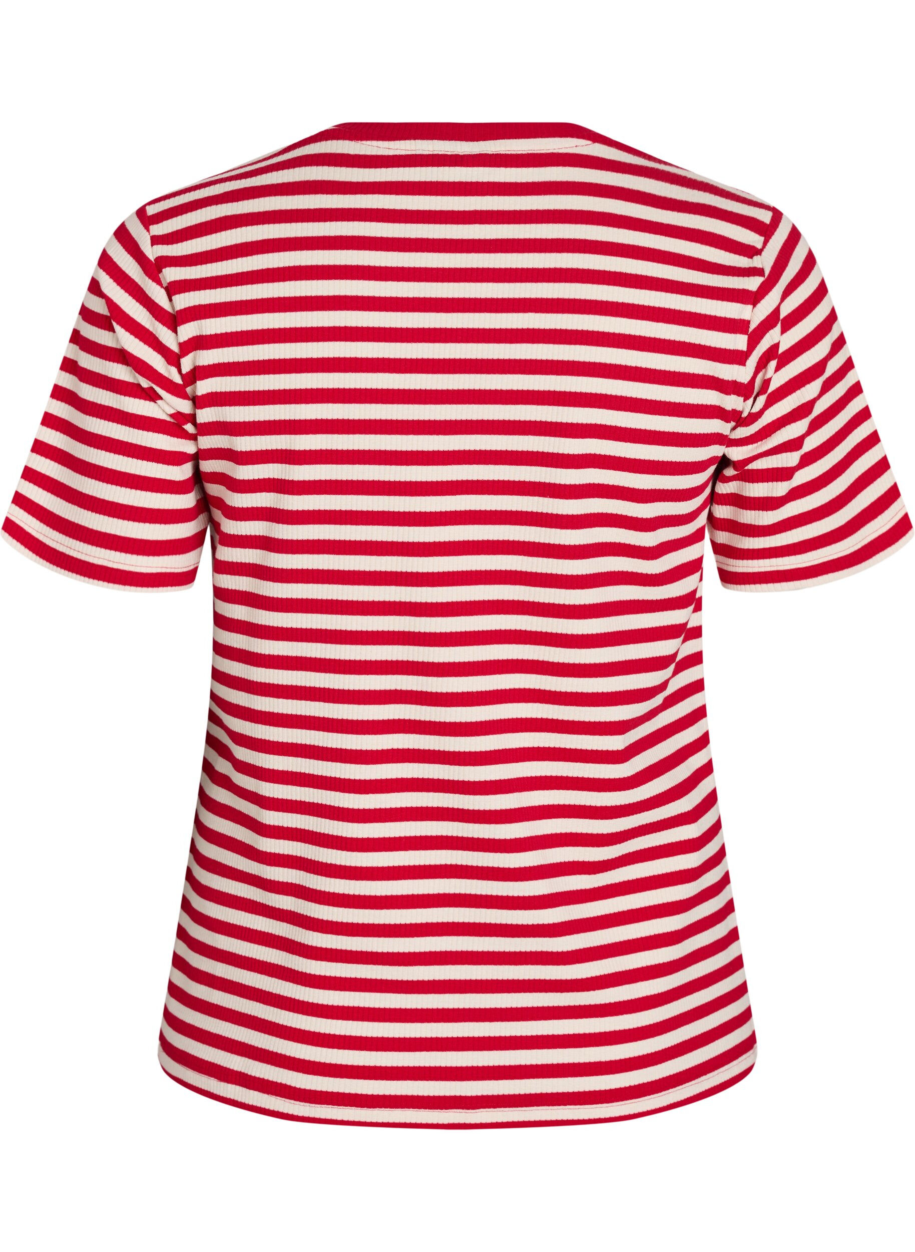 ZizziRandig t-shirt med ribbad struktur, R&ouml;d, Packshot image number 1