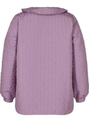 Quiltad jacka med krage och volangkant, Lavender Mist, Packshot image number 1