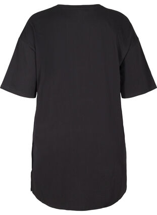 T-shirtklänning i bomull med mönster, Black w. Black, Packshot image number 1