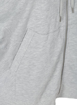 Kortärmad sweatshirt med dragkedja, Light Grey Melange, Packshot image number 3
