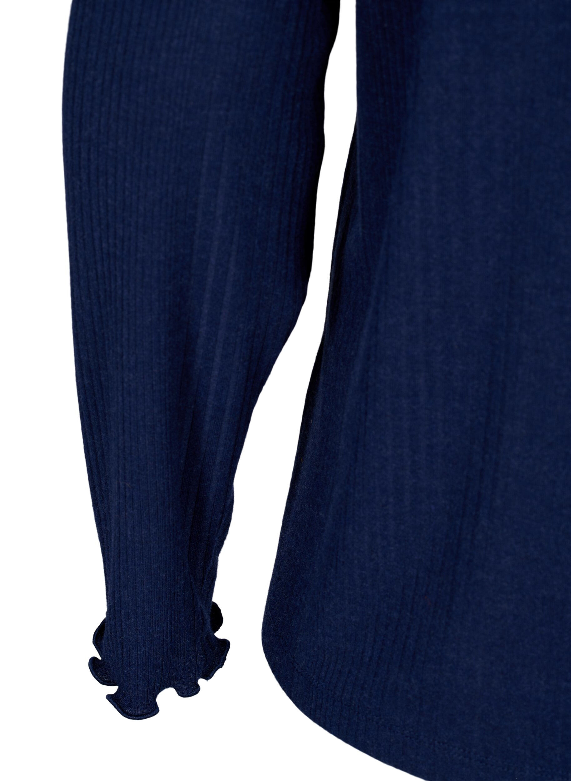 Zizzi L&aring;ng&auml;rmad blus med randigt m&ouml;nster, Night Sky Mel., Packshot image number 3