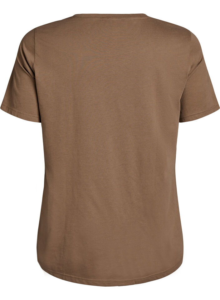 T-shirt med tryck, Brun, Packshot image number 1