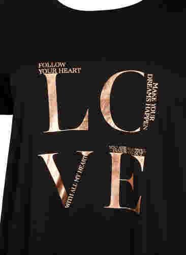 T-shirt i bomull med tryck, Black W. Love , Packshot image number 2