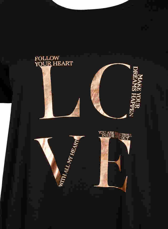 T-shirt i bomull med tryck, Black W. Love , Packshot image number 2