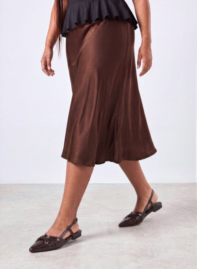 Slingback med rosett och lack-look, Brun, Model