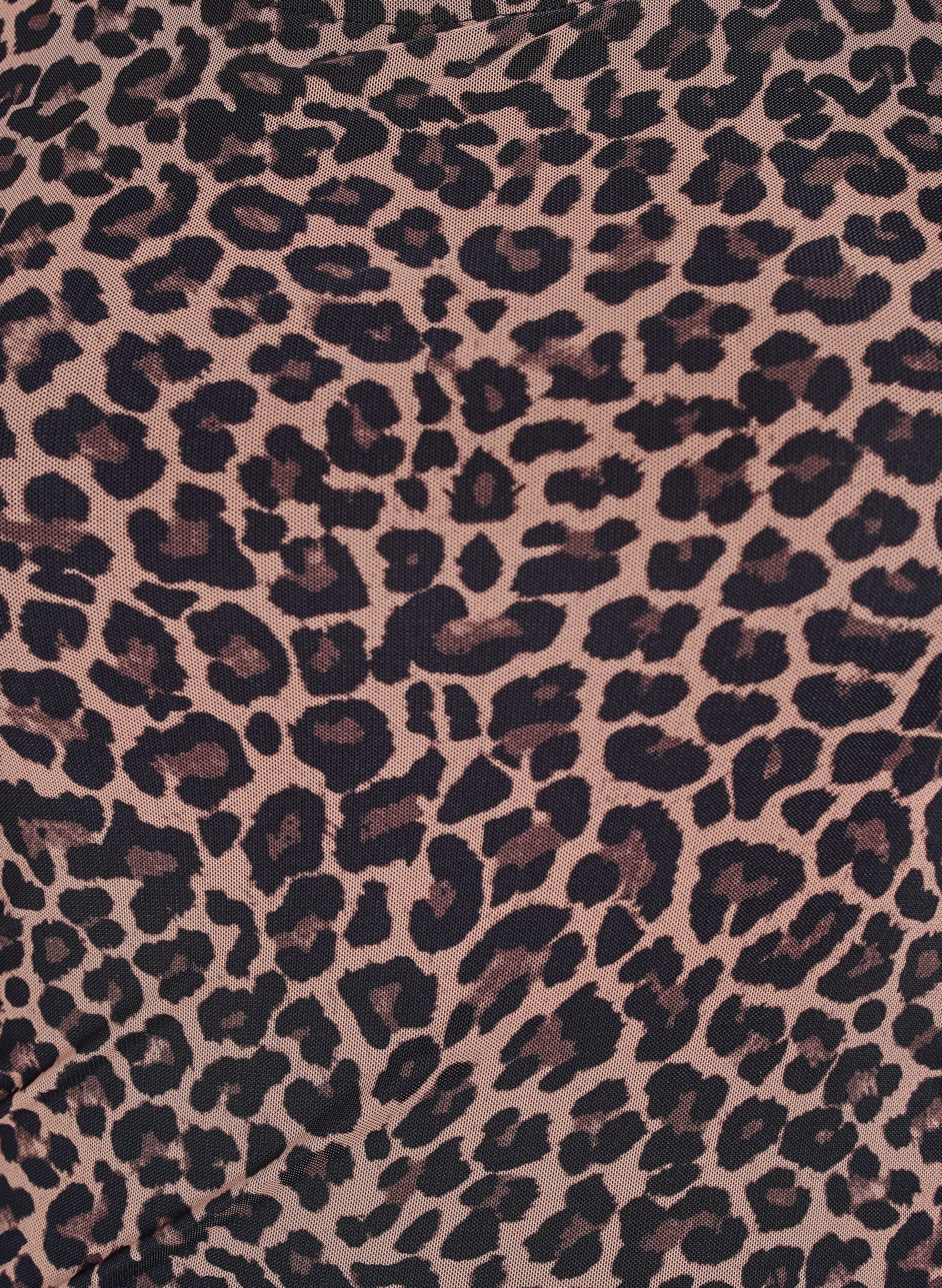 Zizzi Kort kl&auml;nning i mesh med leopardm&ouml;nster, Brun, Packshot image number 2