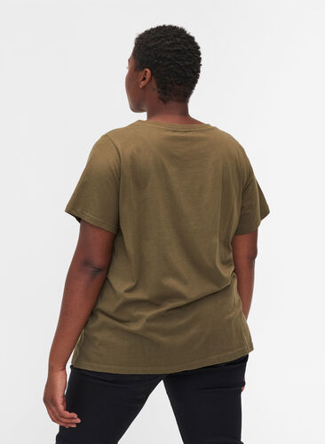 T-shirt i ekologisk bomull med tryck, Ivy Green, Model image number 1