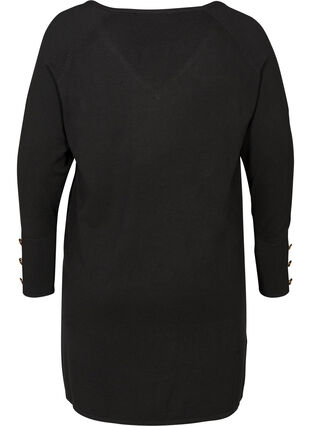 Enfärgad stickad klänning i viskosmix, Black, Packshot image number 1