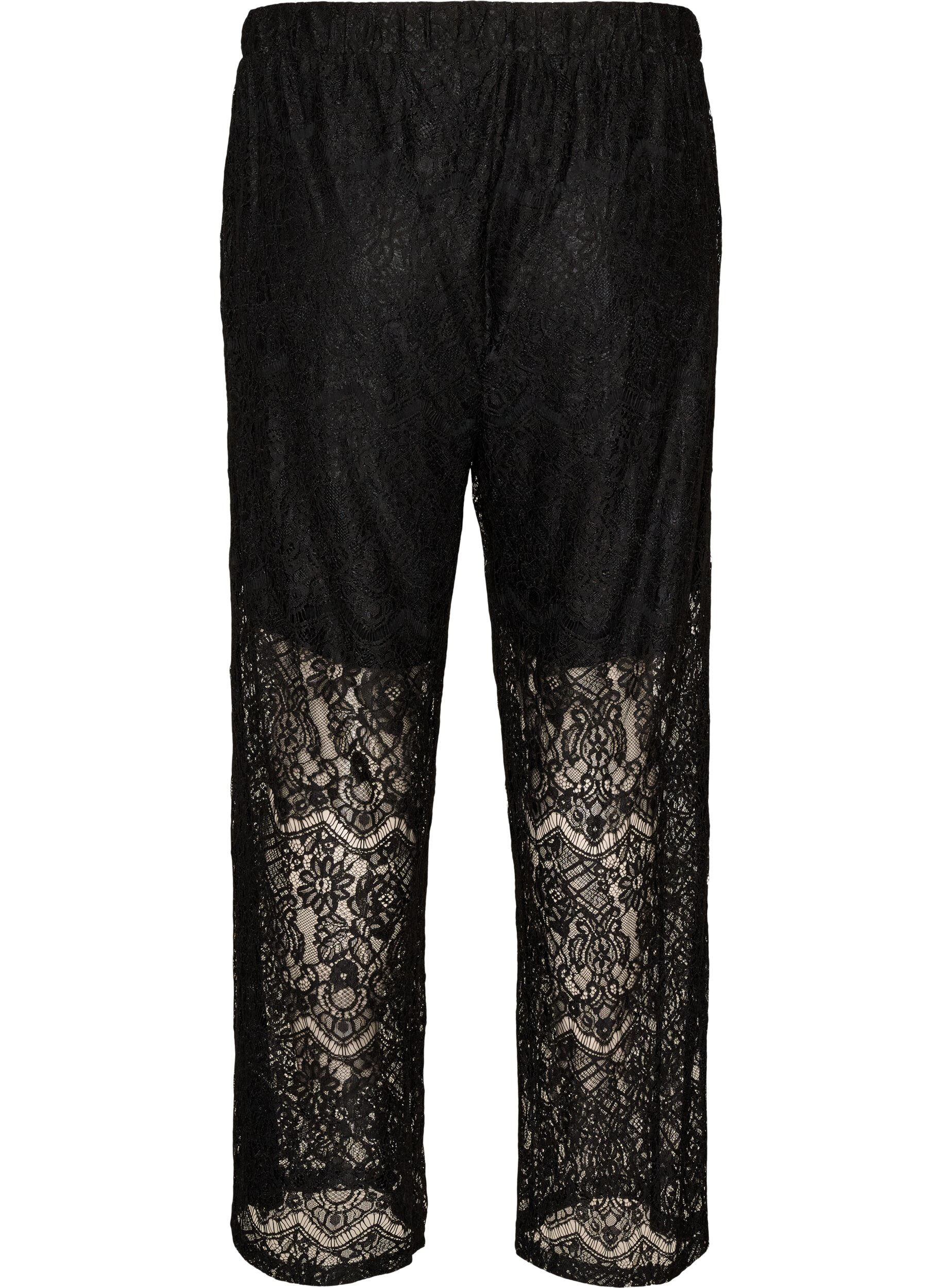 ZizziSpetsbyxor med raka ben och innershorts, Svart, Packshot image number 1