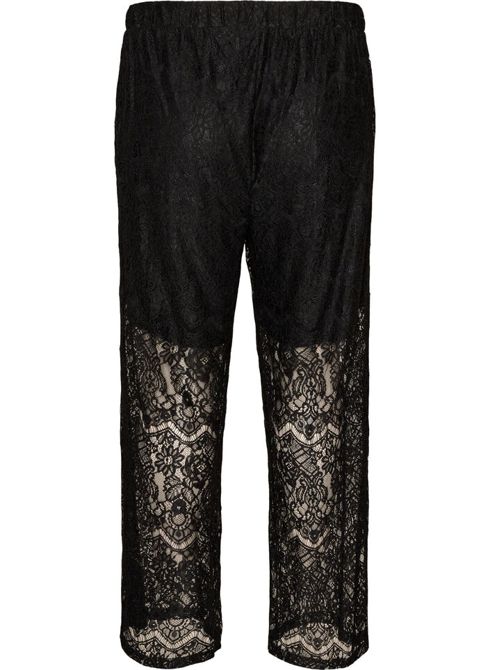 Spetsbyxor med raka ben och innershorts, Svart, Packshot image number 1